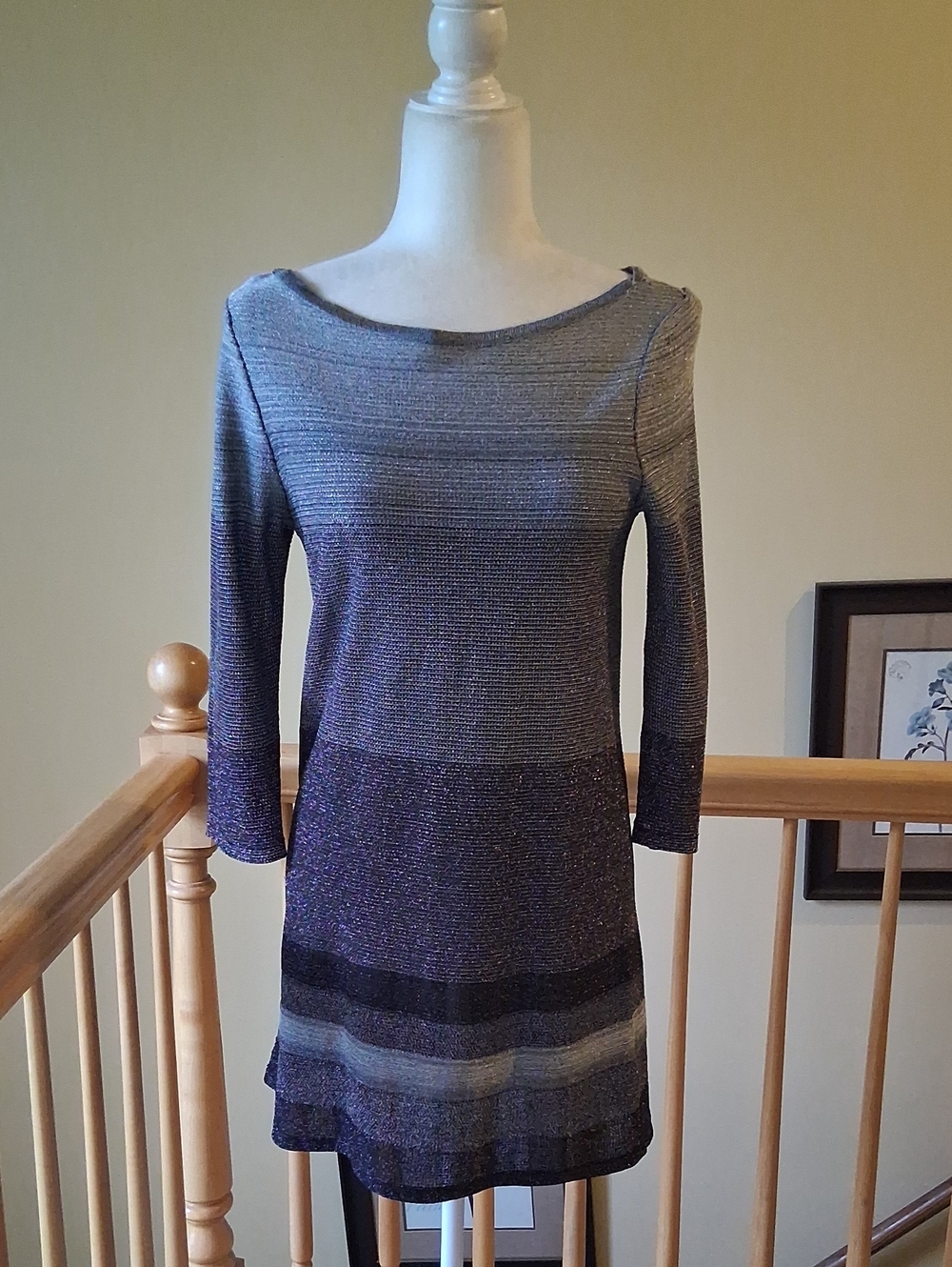 White House Black Market Metallic Ombre Knit Dress - Gray & Black